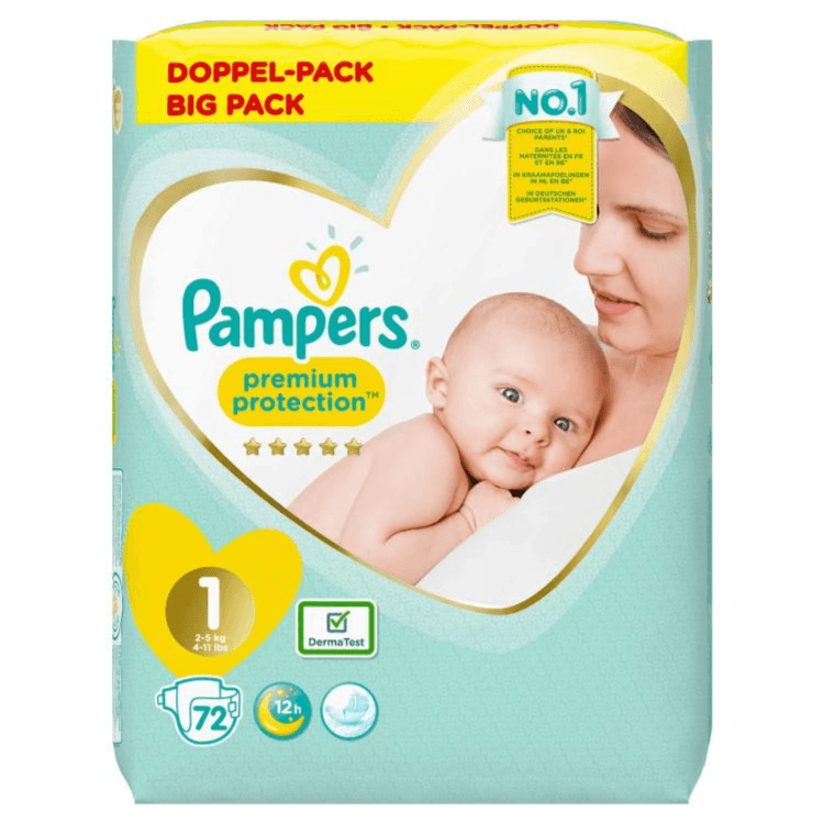 Pampers Premium Protection Size One 2-5 Kg 72 Diapers