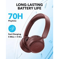 Anker soundcore wireless on-ear headphones 70 Hrs of Pure Bass H30i RED - A3012
