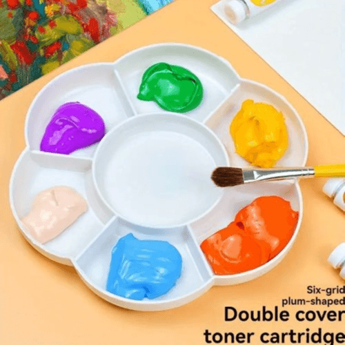 2-Pack Plum Blossom Paint Palettes, 7-Compartment