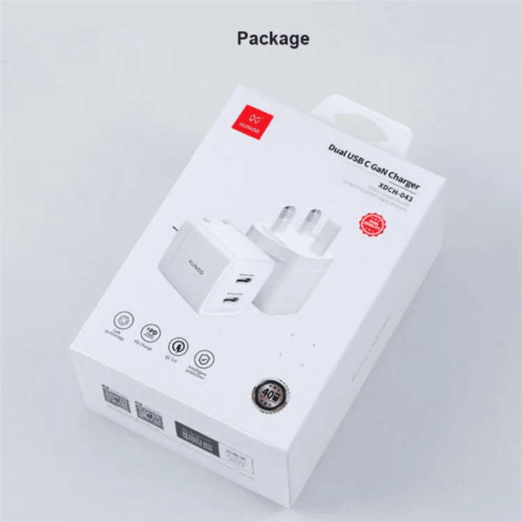 Dual USB - C GaN Power Adapter  40W - Xundd Xdch-043