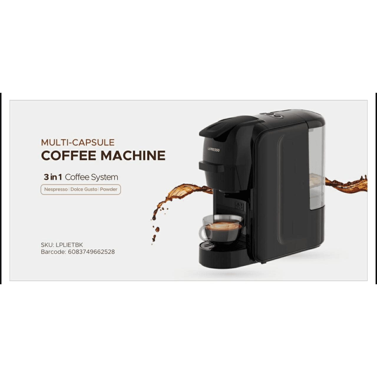 LePresso Lieto 3 in 1 Multi-Capsule Coffee Machine 0.6L 1450W - Black