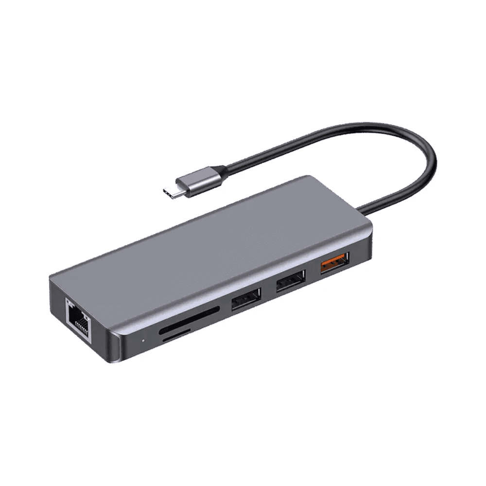 Porodo 9 in1 4K HDMI, ETHERNET, USB-C PD HUB 100W 10Gbps Data Transfer - 91CHB-GY