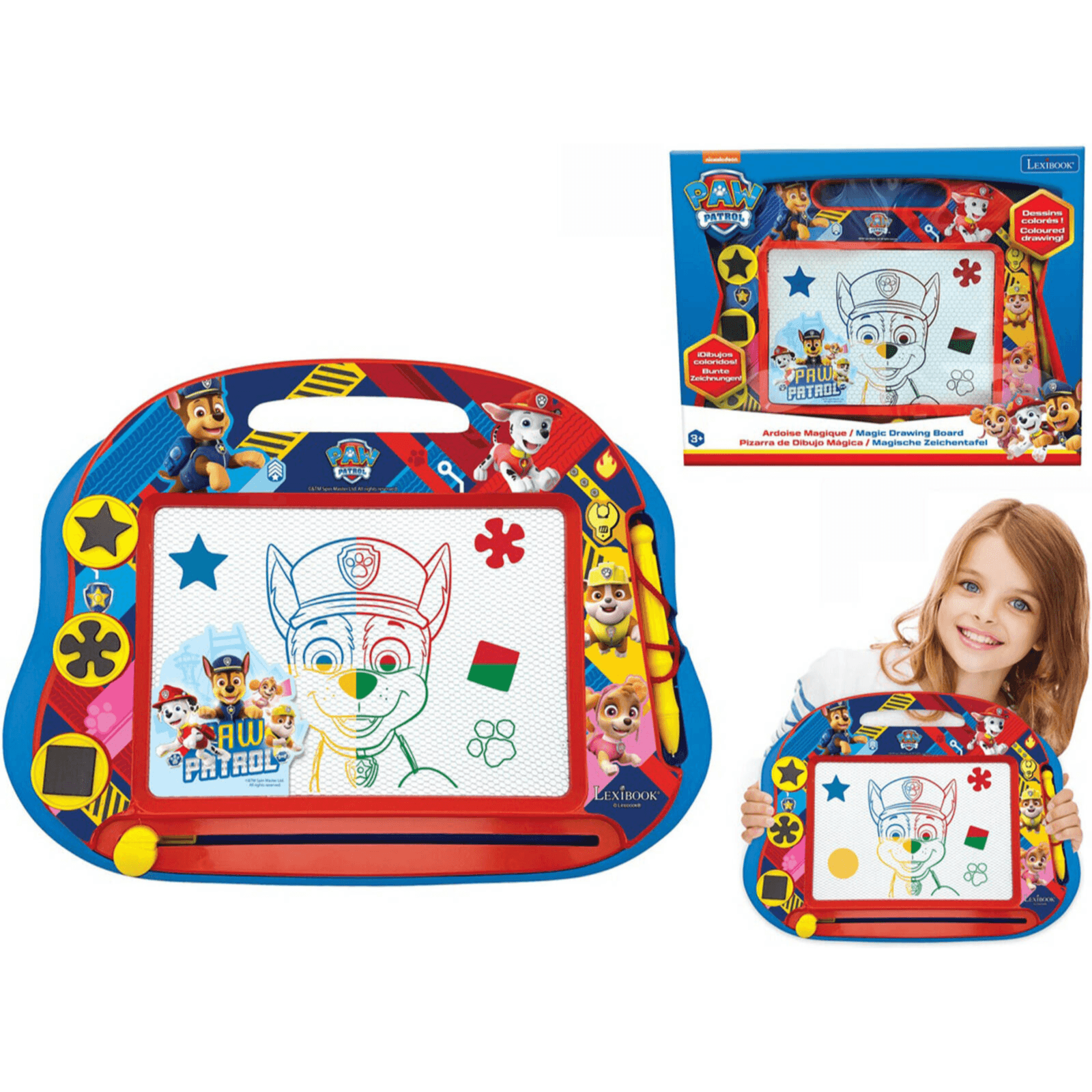 LEXIBOOK - Paw Patrol Magnetic Multicolour Drawing Board with Accessories