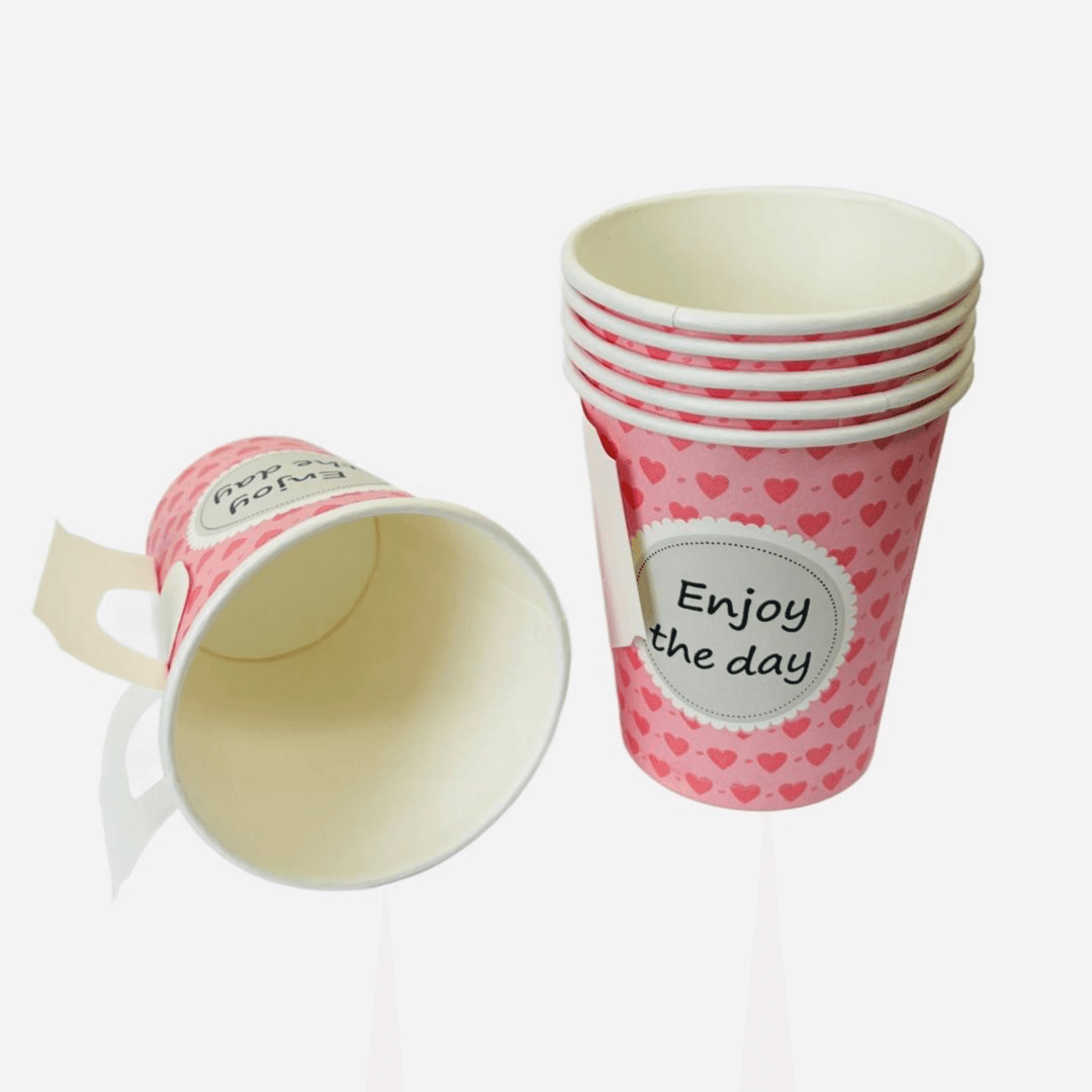 Enjoy The Day Paper Cup With Lid 55pcs 9oz