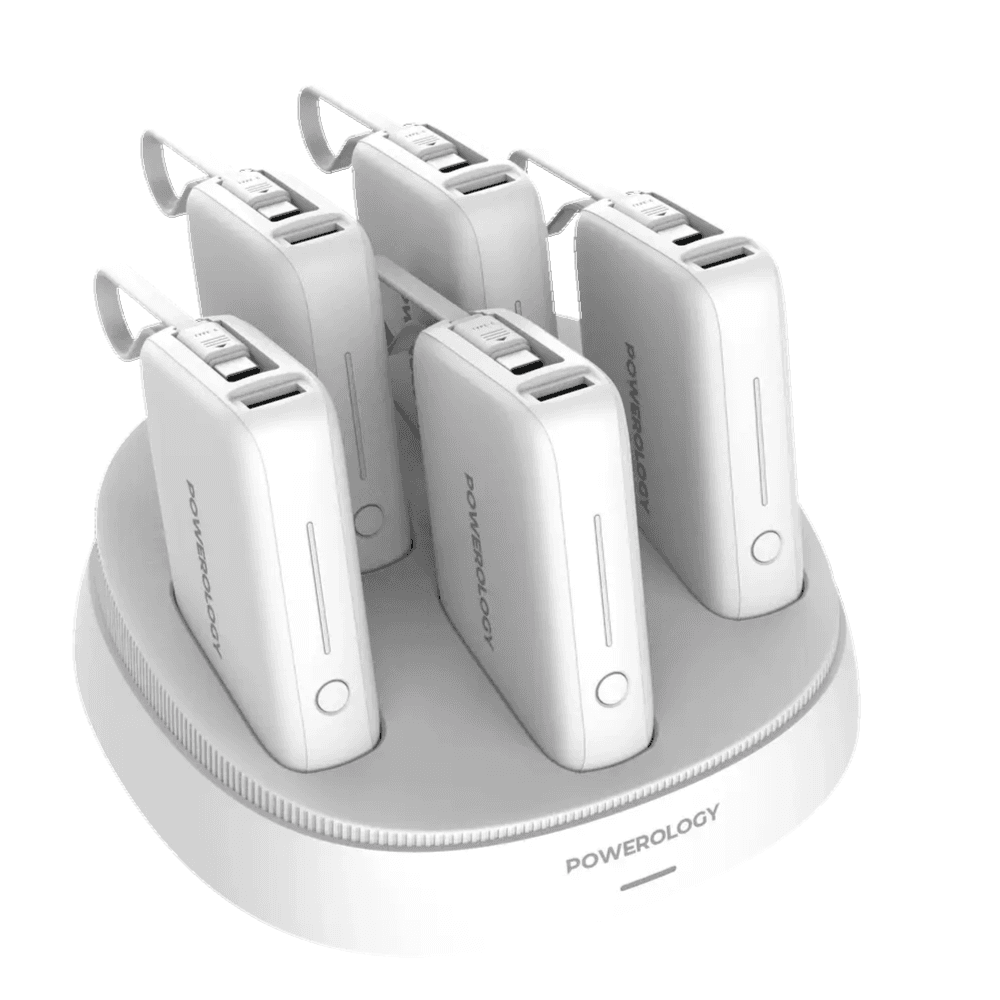 Powerology 5-in-1 Power Bank Station - 10000mAh PDW 50W QC  - WHITE