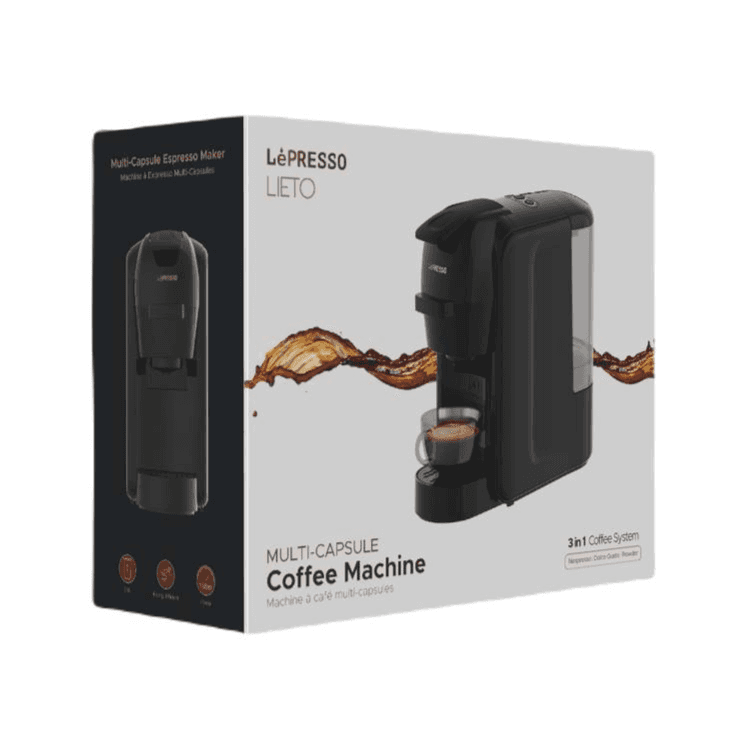 LePresso Lieto 3 in 1 Multi-Capsule Coffee Machine 0.6L 1450W - Black