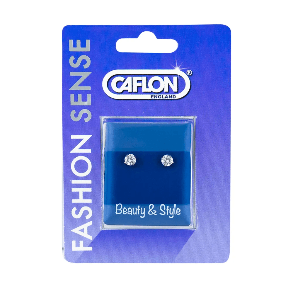 Caflon Fashion Sense Earring  Stainless Tiff Cubic Zirconia 4mm Ref-FCZWS