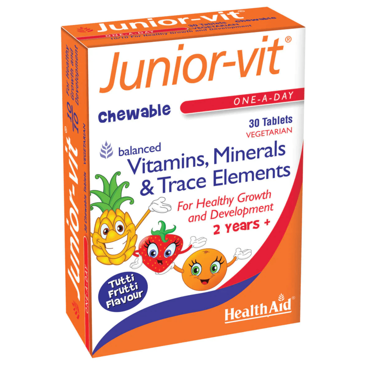Health Aid Junior-Vit Chewable tablets for kids +2 years old for healthy growths 30 tablets