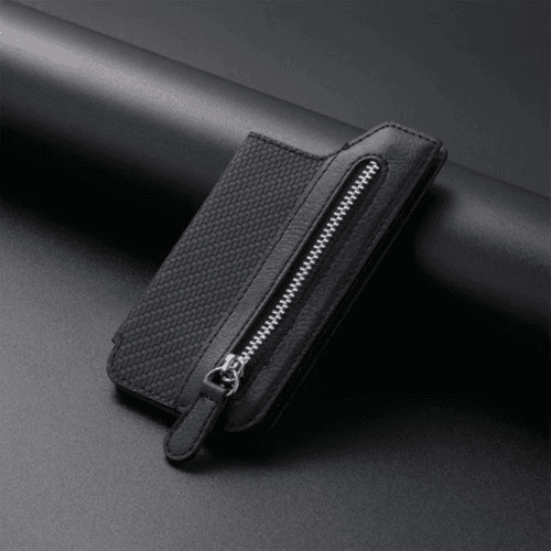Women\'s Nylon Card Holder Wallet with Zipper (Black)