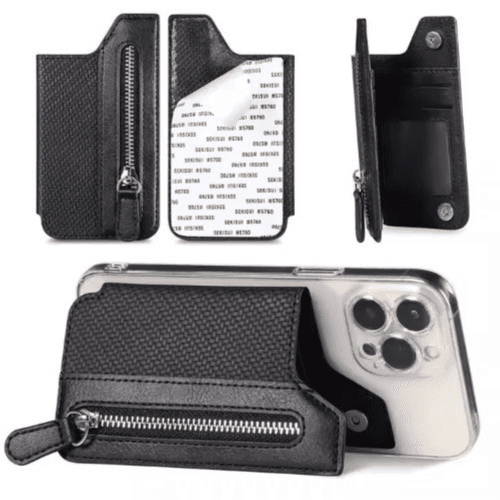 Women\'s Nylon Card Holder Wallet with Zipper (Black)