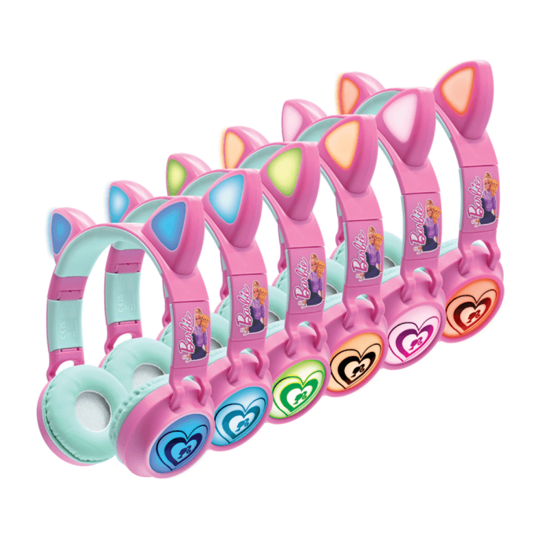 LEXIBOOK - Barbie 2-in-1 Rechargeable Headphones with LED Lights