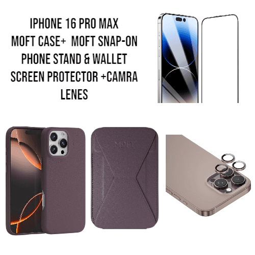 Iphone 16 pro max moft case+moft snap-on phone stand &wallet +screen protector +camra lenas