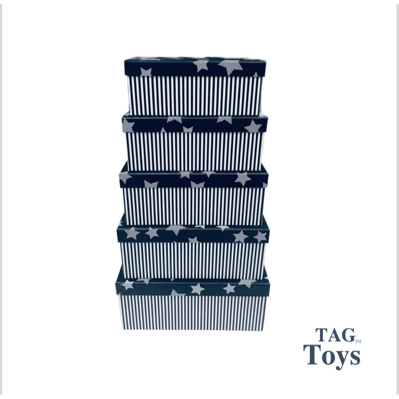 Small 5 Set Of Stars With Stripes Black Gift Box