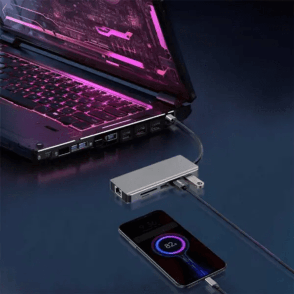 Porodo 9 in1 4K HDMI, ETHERNET, USB-C PD HUB 100W 10Gbps Data Transfer - 91CHB-GY