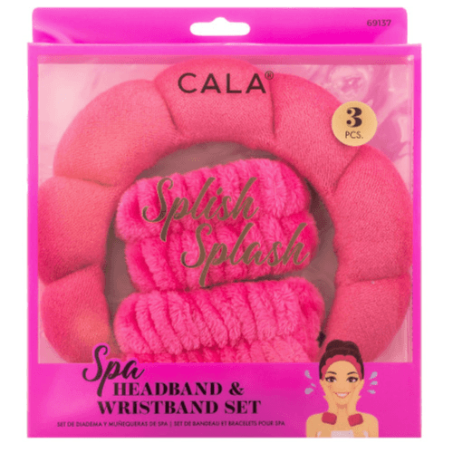 Cala Spa Headband & Wristband Set Splish Splash Hot Pink 3pcs Code 69137