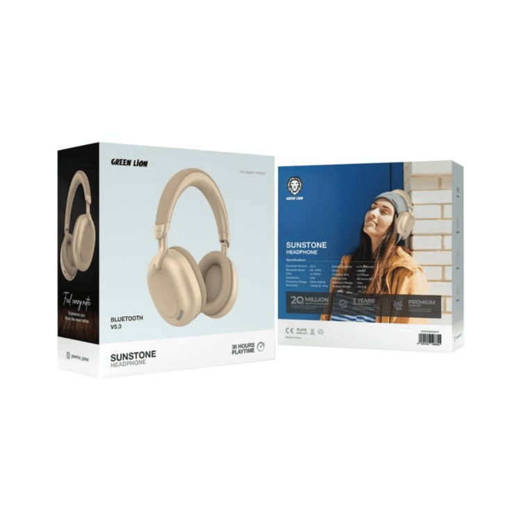 Green Lion Sunstone Wireless Headphones with 36 Hours Playtime, Bluetooth V5.3, 10m Maximum Distance Range, 300mAh Battery Capacity - Desert Titanium