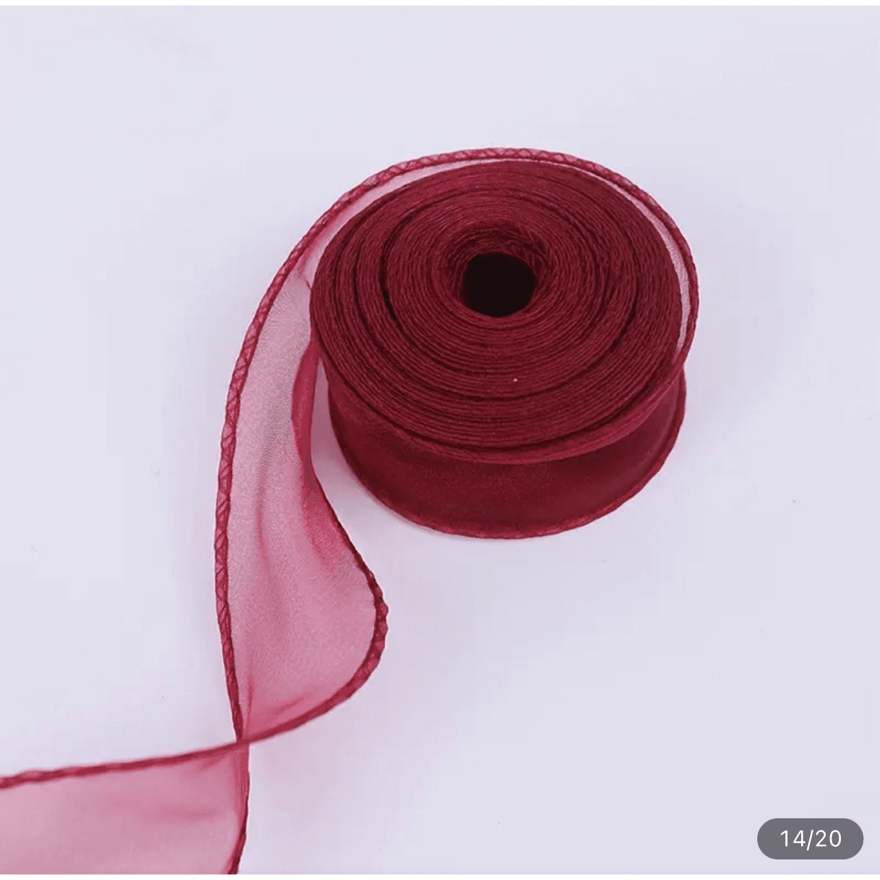 Wired Organza Ribbon - Red