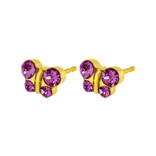 Caflon Fashion Sense Earring Gold Plated Butterfly Fuschia Ref-2920061