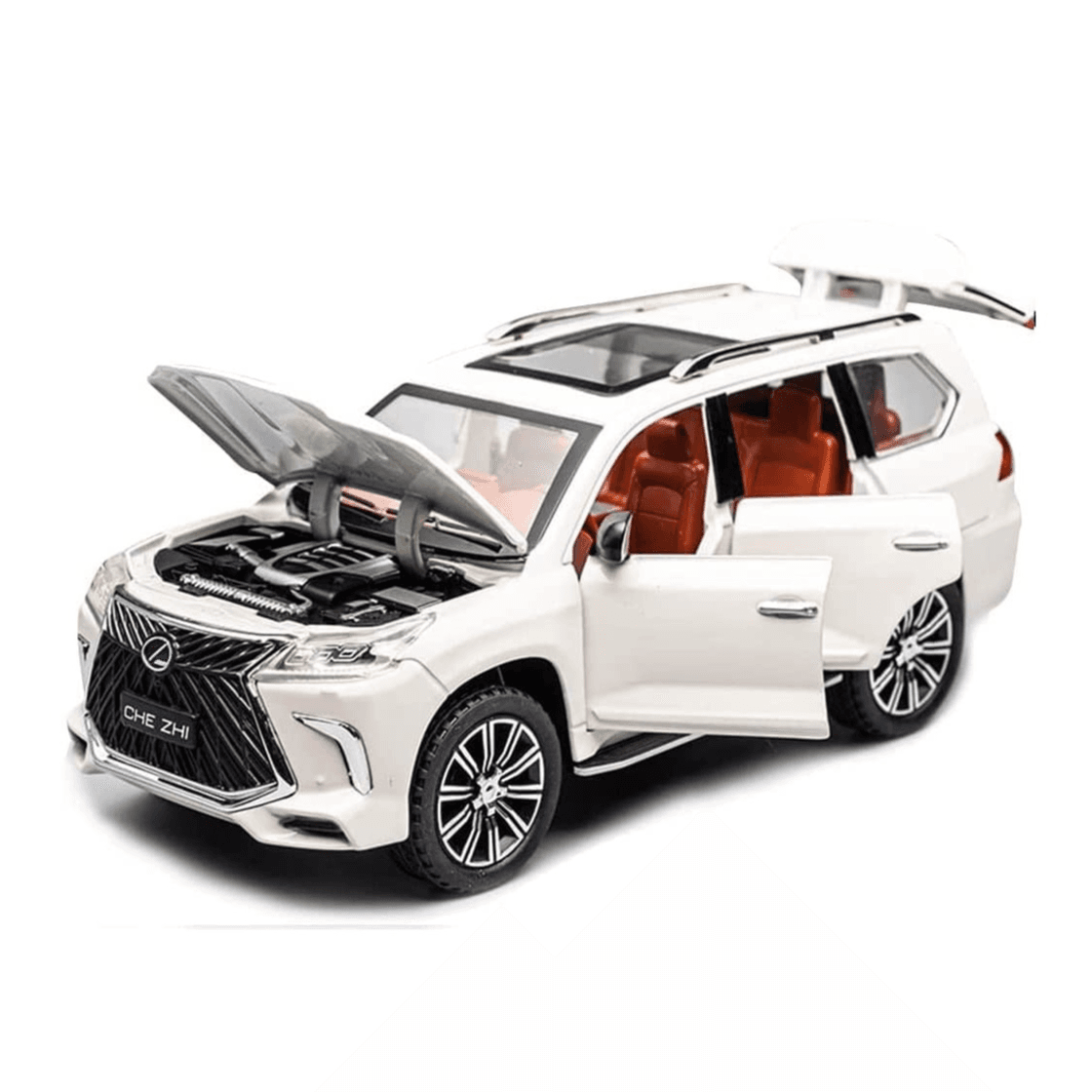 لعبة سيارة سحب معدنية مصبوبة من لكزس LX570 - أبيض