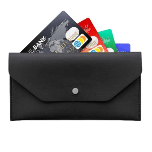 PU Leather Cash Envelope Wallet – Minimalist Money Organizer (Black)