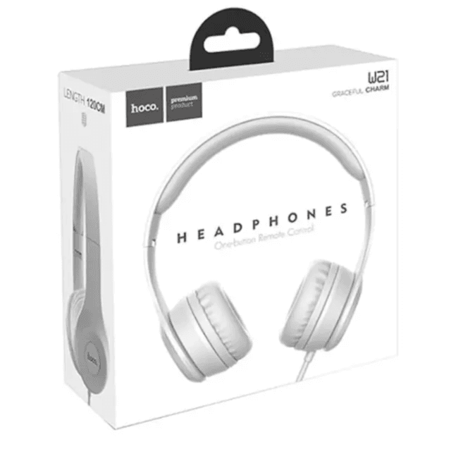 Graceful Charm Wired Headphones with Mic & One-Button Control 3.5mm GREY - Hoco W21 