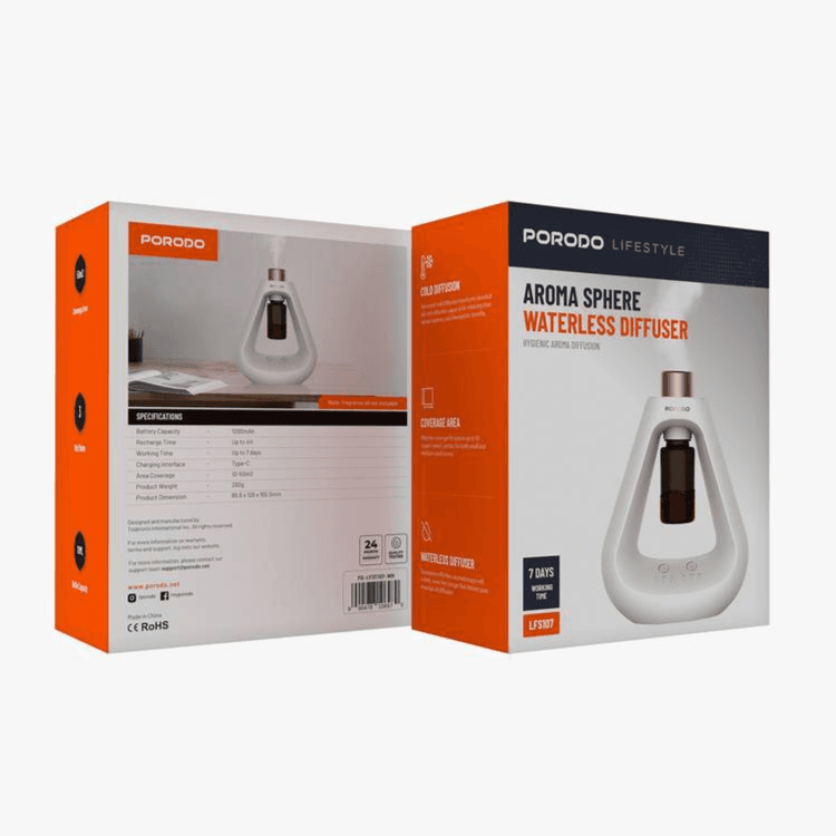 Porodo Lifestyle Aroma Sphere Waterless Diffuser - White