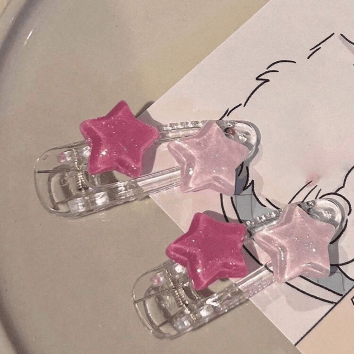 2Pcs - Color Star Shaped - Pink