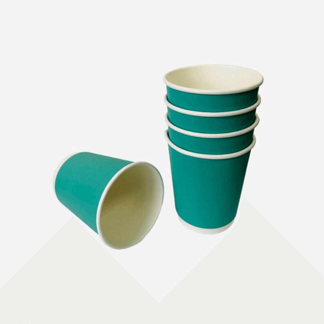 25 pcs Turquoise Double Wall Disposable Cups 9oz