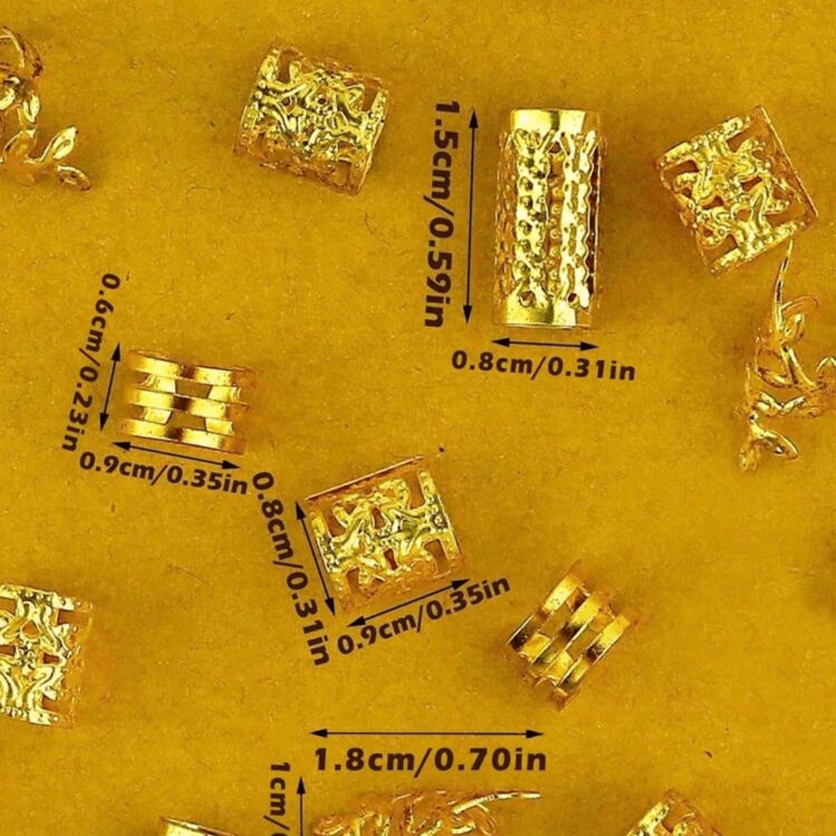 40Pcs- Hollow Out Hair Rings - Gold