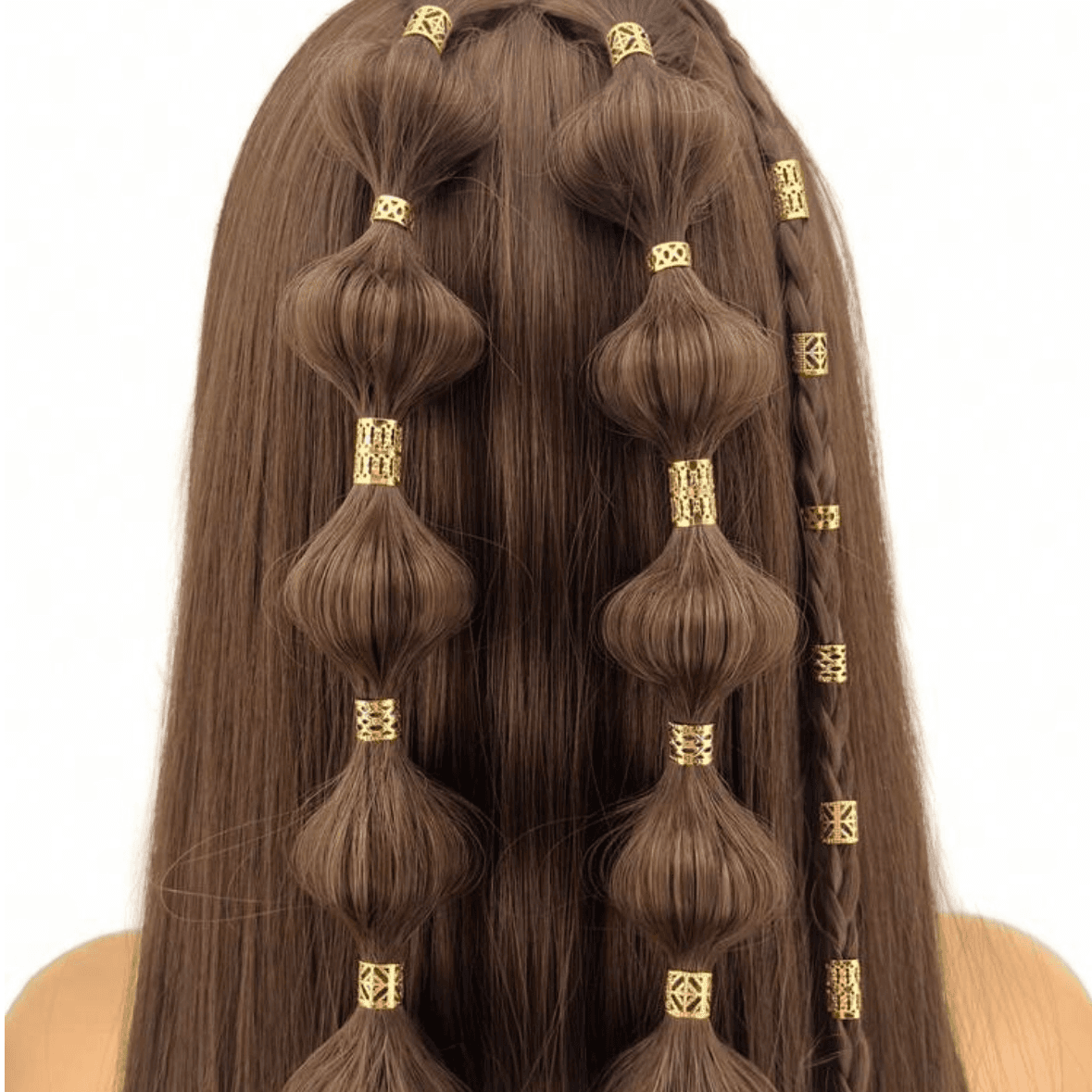 40Pcs- Hollow Out Hair Rings - Gold
