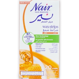 نير - شرائح شمعية لإزالة الشعر - 20 قطعة مع الحليب والعسل