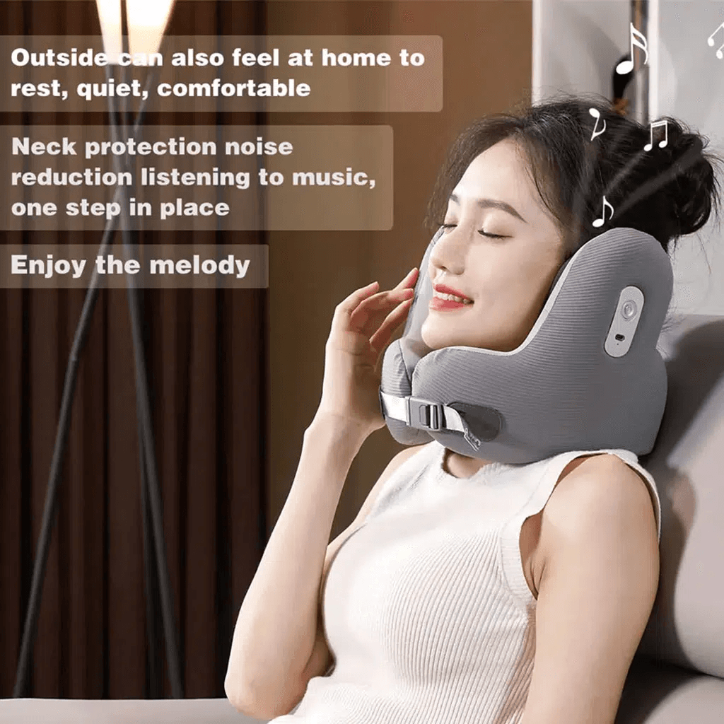Green Lion Music Pillow with Neck Protection - Gray