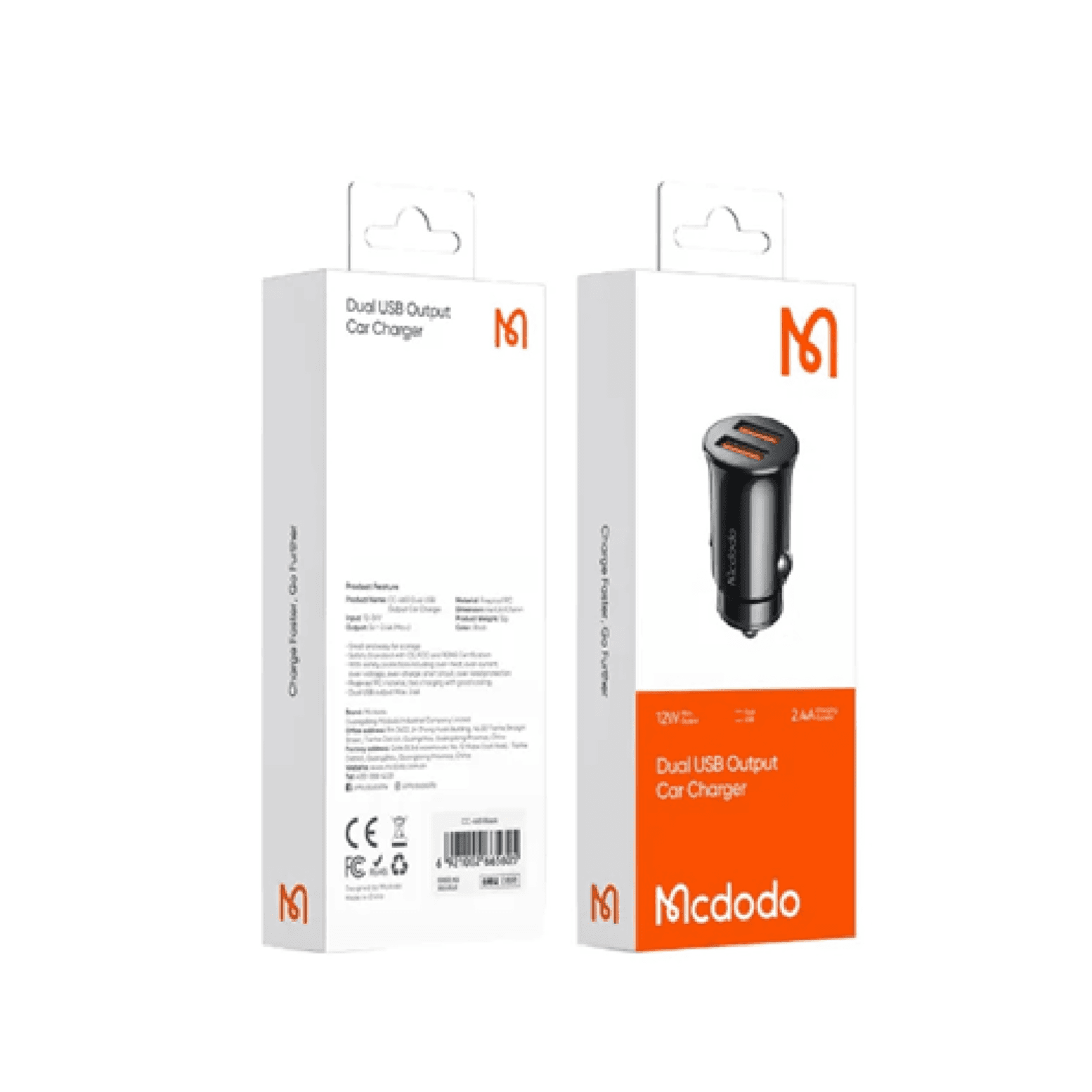 Mcdodo 12W 2A Dual USB Output Car Charger Supports With All Smartphone