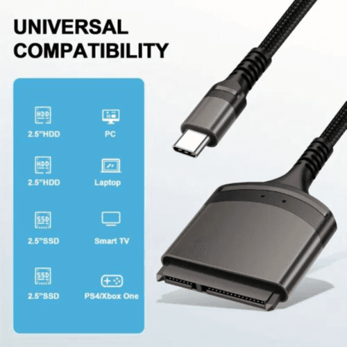 SATA to USB-C Adapter – Fast SSD/HDD Data Transfer