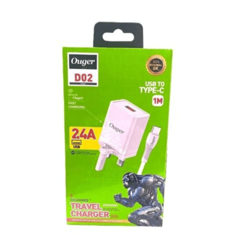 OUGER - USB TO TYPE - C 1M TRAVEL CHARGER (D02)