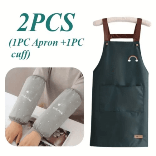 2-Piece Set - Waterproof Apron & Sleeves for Household Tasks (Black)