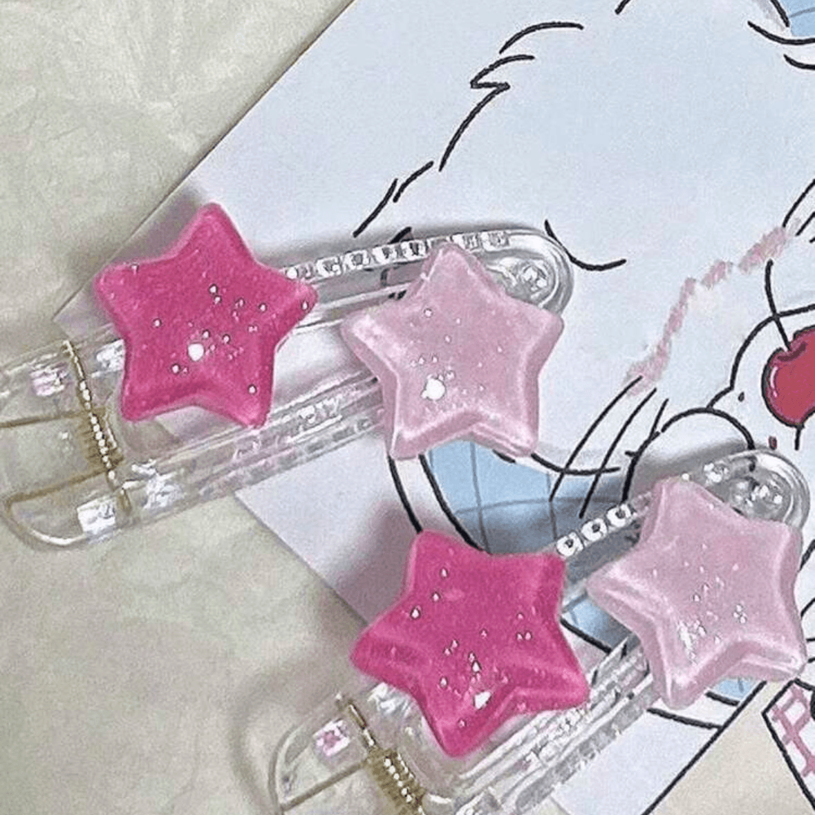 2Pcs - Color Star Shaped - Pink