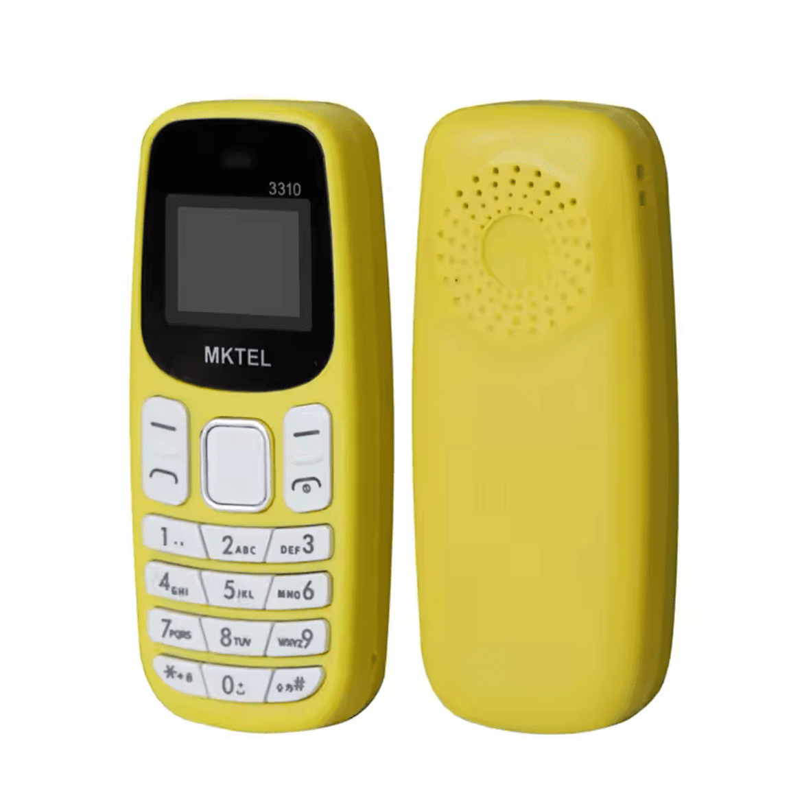 Mktel 3310 Mini Feature Phone With Earhook Dual Sim Dual Standby Mp3/Mp4/Fm Radio/Bluetooth/Gprs Colour Yellow 