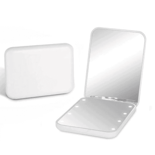 LED Travel Makeup Mirror - 1X/3X Magnified (White)