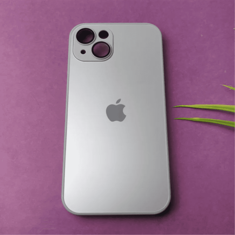 Iphone 13 Ag Frosted Glass Case With Camera Lens Protection Silver Wight