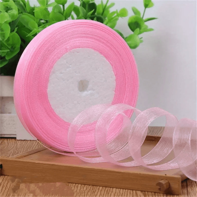 Coral Rose Pink Sheer Organza Ribbon