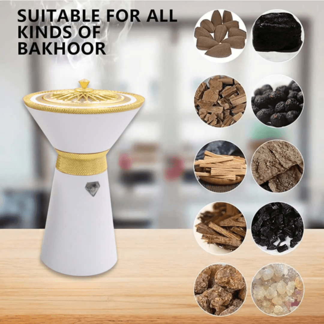 Unique Design Electric Incense Burner Arabic USB Rechargeable Incense Portable Censer – X009- WHITE