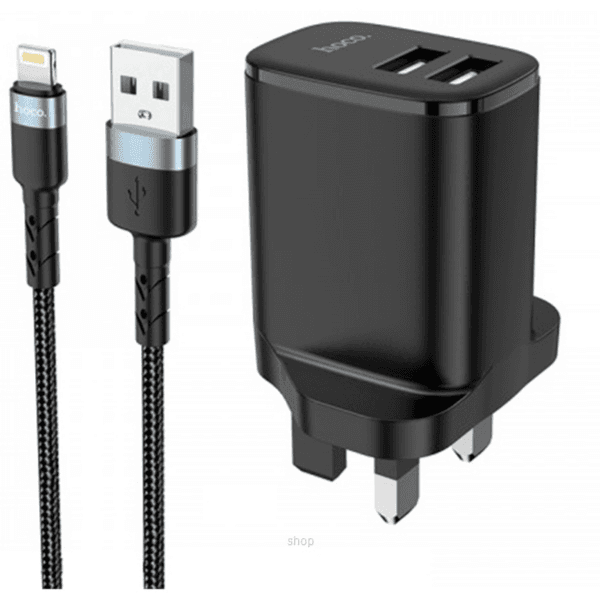 Hoco Dc16 Dual Port Charger Set - Lightning