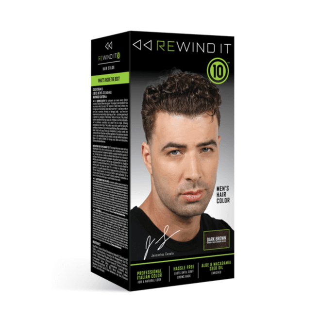 Rewind It 10 Men's Hair Color Dark Brown Contain Aloe & Macadmia Oil For Natural Look