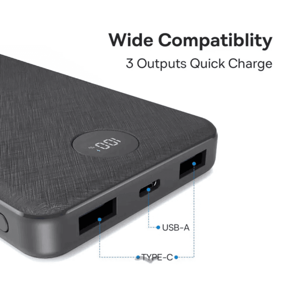 Brave Slim Power Bank 22.5W Fast Charging with Type-C + Dual USB-A Ports -10000mAh
