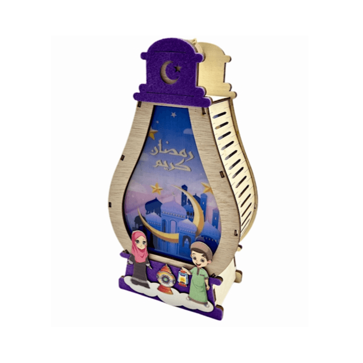 فانوس رمضان خشبي مع إضاءة بالبطارية 29 سم - 7747