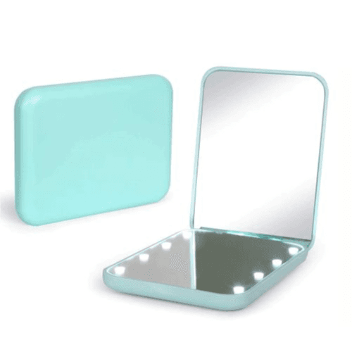 LED Travel Makeup Mirror - 1X/3X Magnified (Sea Green)