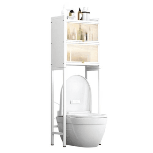 Metallic Space Saving Toilet Storage Cabinet For Bathroom-White