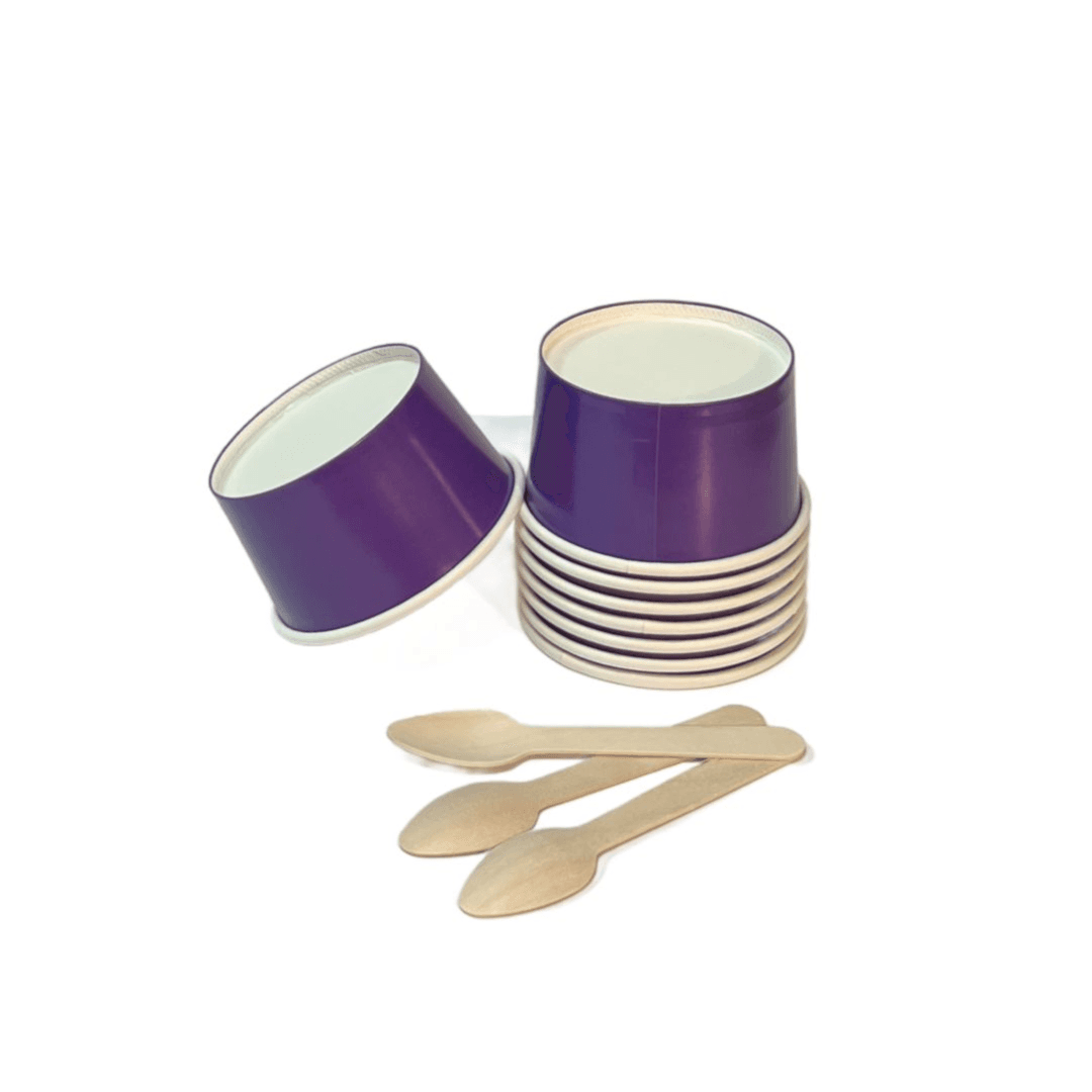 25 pcs Medium Ice Cream Cup and sweets - Purple 6oz (5 cm length & 8.5 cm diagonal 8.5)