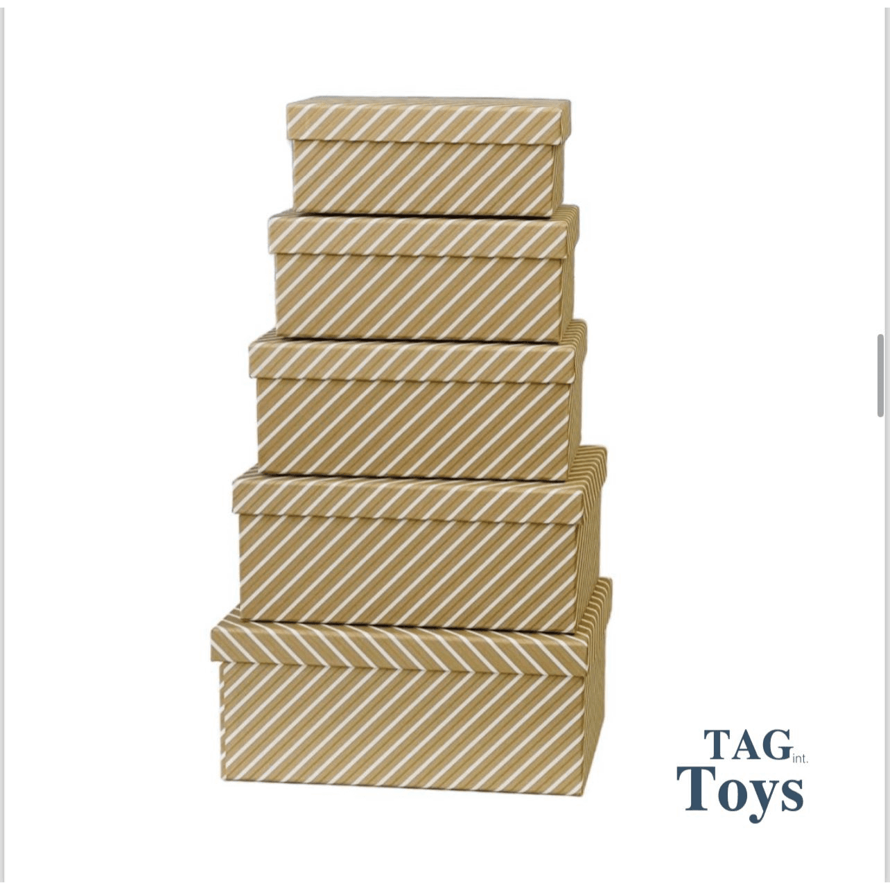 Small 5 Pcs Set Of Brown With Stripes Gift Box